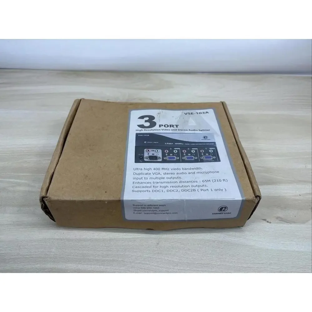 ConnectPro VSE-103 VGA Enhanced Video Splitter 3 Port 400MHz NEW IN ORIGINAL BOX